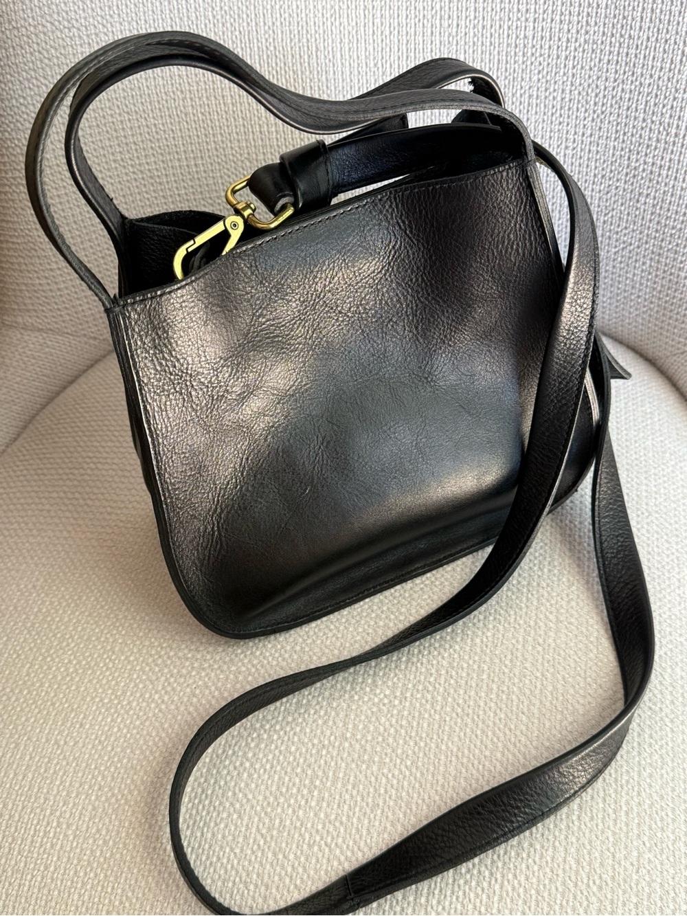 Madewell Sydney Black Leather Crossbody Handbag Removable Strap - Picture 3 of 8